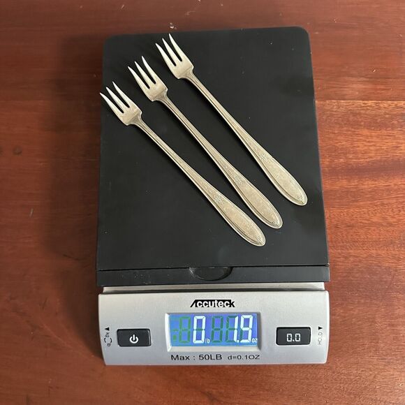 Vintage Federal Solid Nickel Silver Lot Set of 3 Olive pickle Forks cocktail - Picture 7 of 16